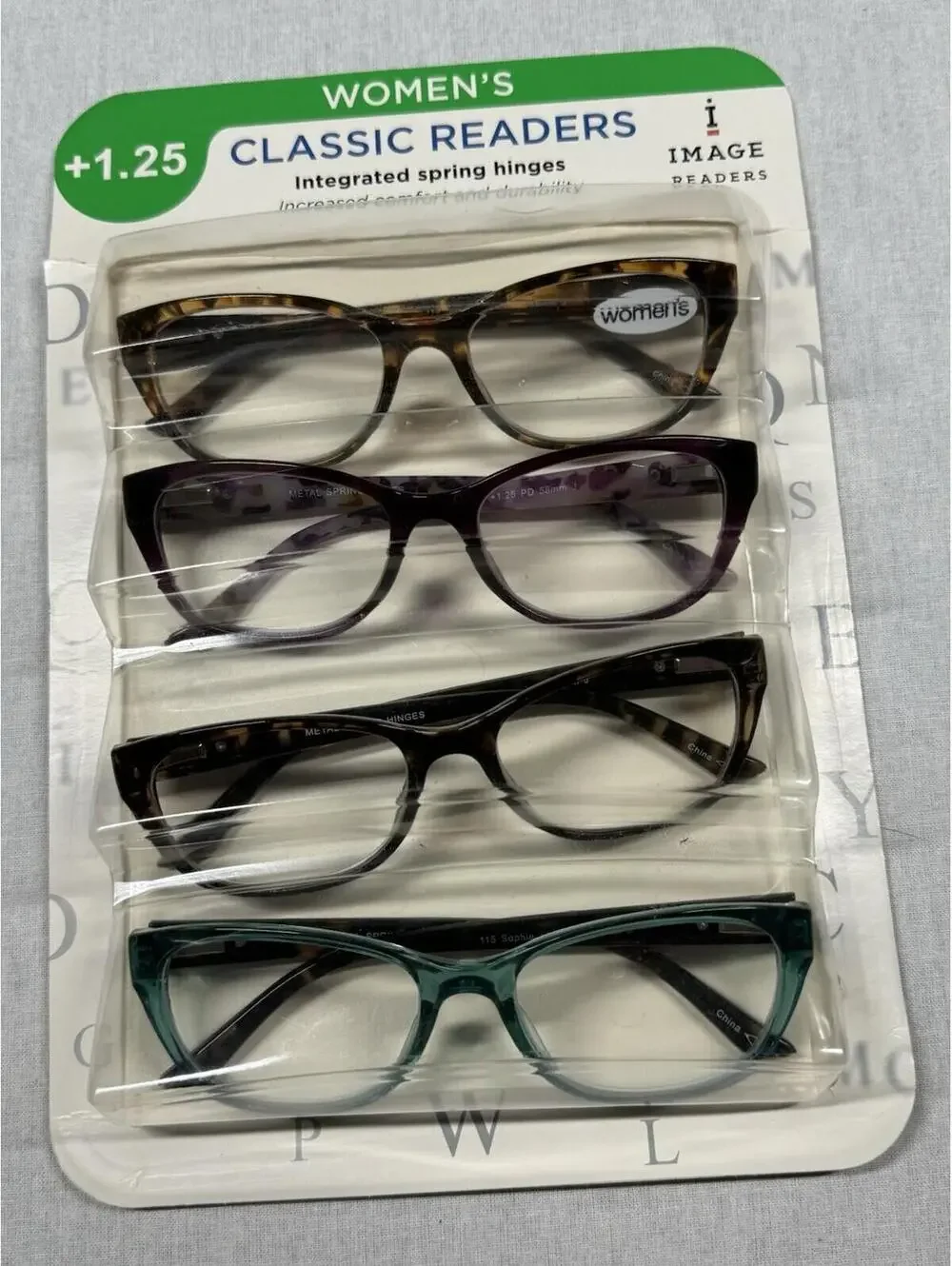 Image Readers Classic Readers Women +1.25 Package‎ of 4 Eyeglasess Spring Hinges